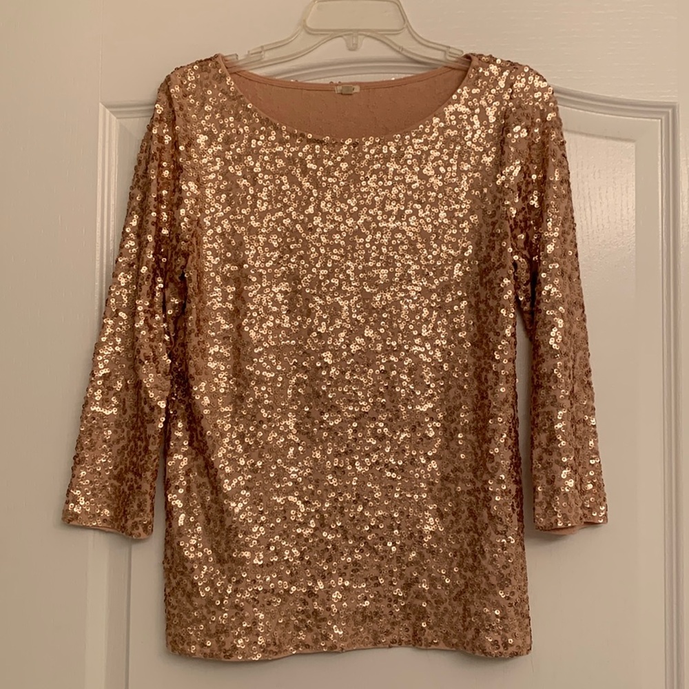 J.Crew Gold Sequin Top